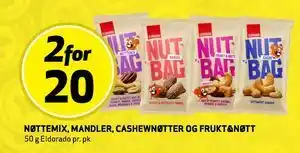 Bunnpris NØTTEMIX, MANDLER, CASHEWNØTTER OG FRUKT&NØTT tilbud