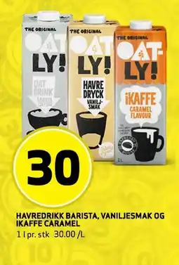 Bunnpris HAVREDRIKK BARISTA,VANILJESMAK OG IKAFFE CARAMEL tilbud