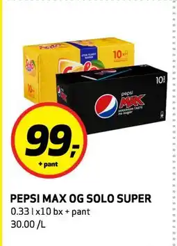 Bunnpris PEPSI MAX OG SOLO SUPER tilbud