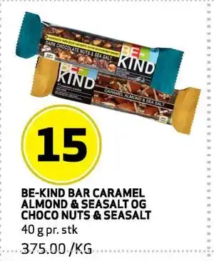 Bunnpris BE-KIND BAR CARAMEL ALMOND & SEASALT OG CHOCO NUTS & SEASALT tilbud