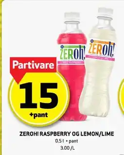 Bunnpris ZEROH! RASPBERRY OGLEMON/LIME tilbud