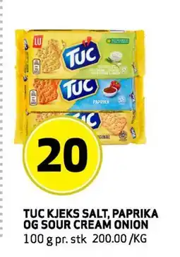 Bunnpris TUC KJEKS SALT, PAPRIKA OG SOUR CREAM ONION tilbud