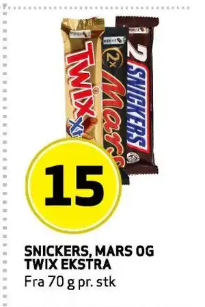 Bunnpris SNICKERS, MARS OG TWIX EKSTRA tilbud