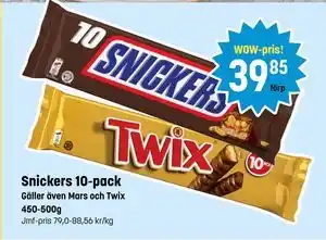 Eurocash Snickers 10-pack tilbud