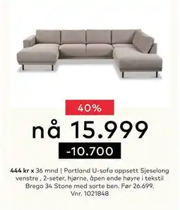 Skeidar Portland U-sofa tilbud