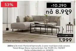 Skeidar Portland hjørnesofa tilbud