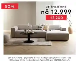 Skeidar Enjoy sofa 3-seter tilbud