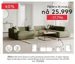 Skeidar Enjoy U-sofa tilbud