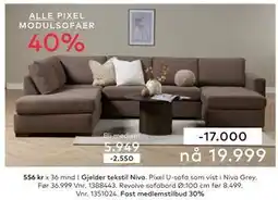 Skeidar Pixel U-sofa tilbud