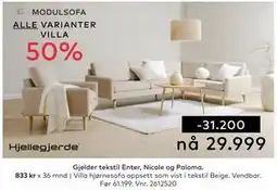 Skeidar Villa hjørnesofa tilbud