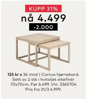 Skeidar Cornus hjørnebord tilbud