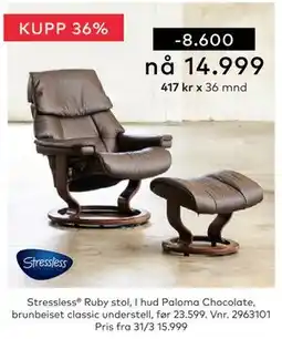 Skeidar Stressless Ruby stol tilbud