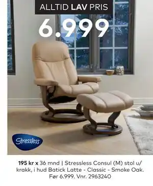 Skeidar Stressless Consul (M) stol u/ krakk tilbud