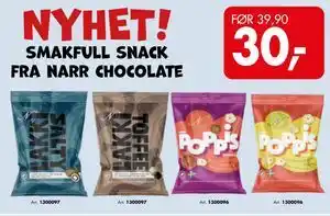 Sparkjøp smakfull snack fra narr chocolate tilbud