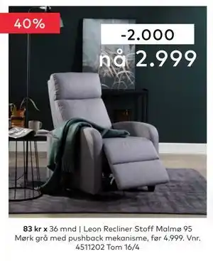 Skeidar Leon Recliner tilbud