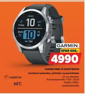 POWER GARMIN FENIX 7S SPORTWATCH tilbud