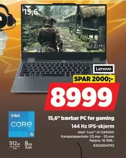 POWER 15,6 bærbar PC for gaming tilbud