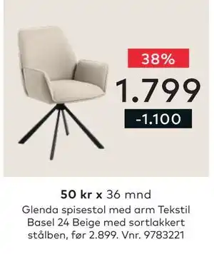 Skeidar Glenda spisestol tilbud