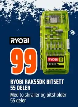 Obs Bygg RYOBI RAK55DK BITSETT 55 DELER tilbud