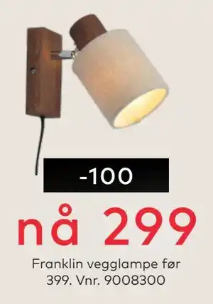 Skeidar Franklin vegglampe tilbud