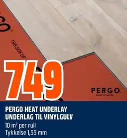 Coop Obs PERGO HEAT UNDERLAY UNDERLAG TIL VINYLGULV 10 m² per rull tilbud