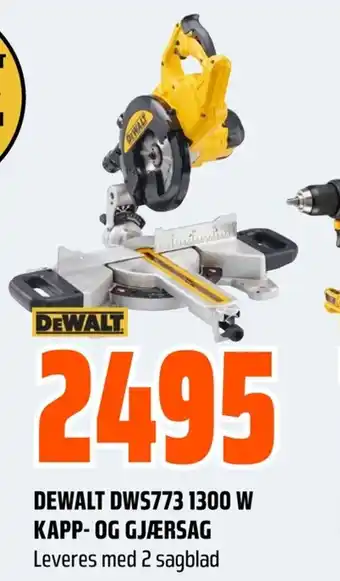 Coop Obs DEWALT DWS773 1300 W KAPP- OG GJÆRSAG Leveres med 2 sagblad tilbud