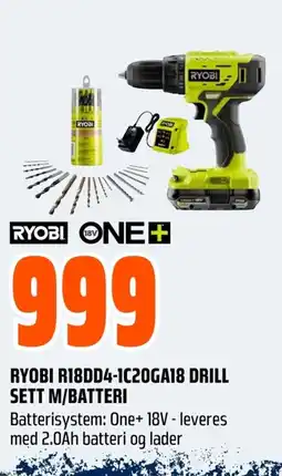 Coop Obs Ryobi r18dd4-1c20ga18 drill sett m/batteri tilbud