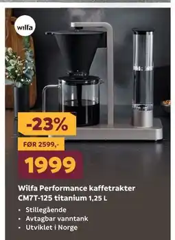 Megaflis Wilfa Performance kaffetrakter CM7T-125 titanium 1,25 L tilbud