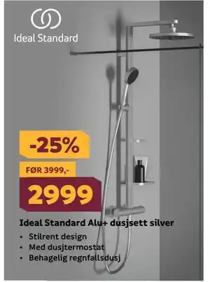 Megaflis Ideal Standard Alu+ dusjsett silver tilbud