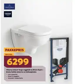 Megaflis Villeroy & Boch Targa veggskål m/direct flush + Grohe Solido sisterne m/lekkasjeboks tilbud