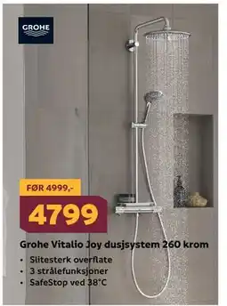 Megaflis Grohe Vitalio Joy dusjsystem 260 krom tilbud