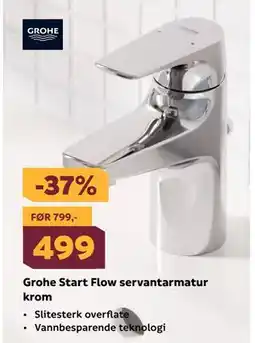 Megaflis Grohe Start Flow servantarmatur krom tilbud