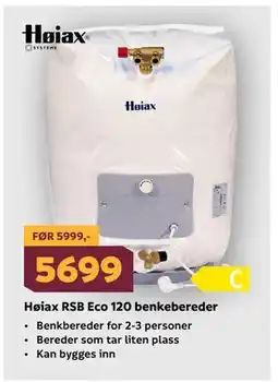 Megaflis Høiax RSB Eco 120 benkebereder tilbud