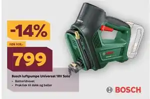 Megaflis Bosch luftpumpe Universal 18V Solo tilbud