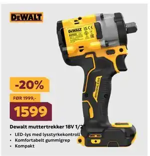 Megaflis Dewalt muttertrekker 18V 1/2” tilbud