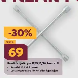 Megaflis Rawlink hjulkryss 17,19,13/16,2mm stål tilbud