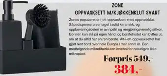 Kitch'n Zone oppvasksett m/kjøkkenklut svart tilbud