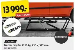 Jula Bærbar billøfter 2250 kg, 230 V, 542 mm tilbud