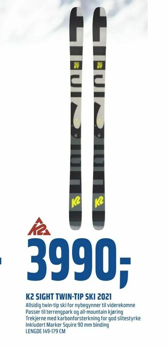 Coop Obs K2 sight twin-tip ski 2021 tilbud