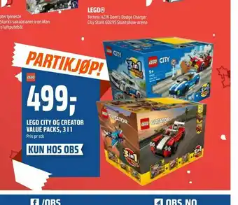 Coop Obs Lego city og creator value packs, 3 i 1 tilbud