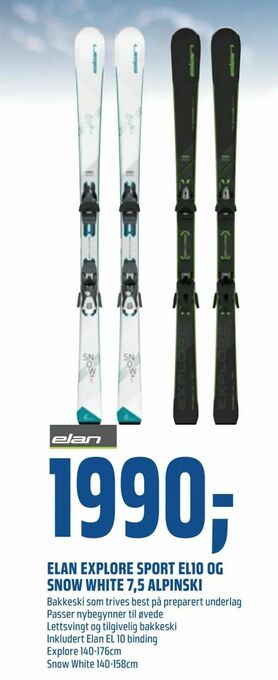 Coop Obs Elan explore sport el10 og snow white 7,5 alpinski tilbud