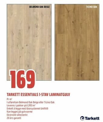 Obs Bygg Tarkett essentials 1-stav laminatgulv tilbud