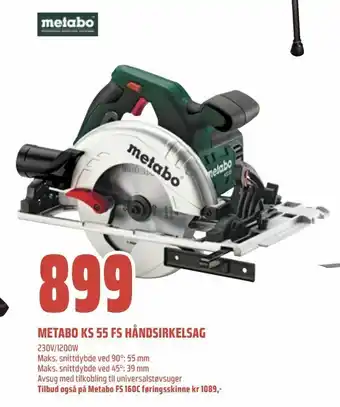 Obs Bygg Metabo ks 55 fs håndsirkelsag tilbud