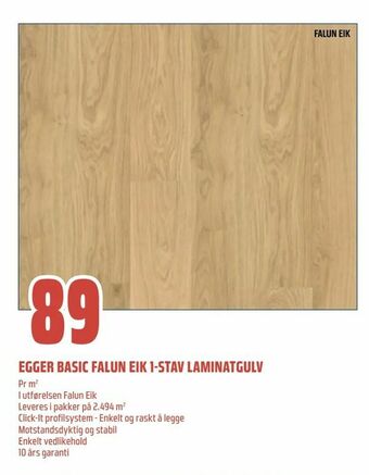 Obs Bygg Egger basic falun eik 1-stav laminatgulv tilbud