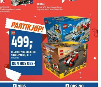 Coop Obs Lego city og creator value packs, 3 i 1 tilbud