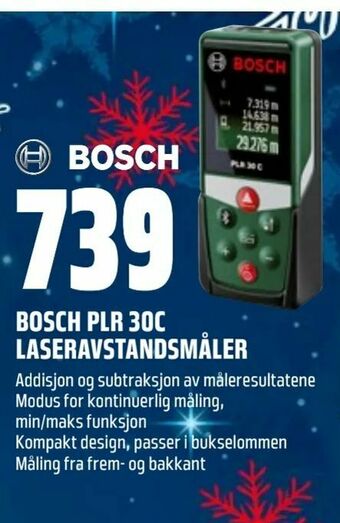 Obs Bygg Bosch plr 30c laseravstandsmåler tilbud