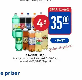 Rema 1000 Grans brus 1,5 l tilbud