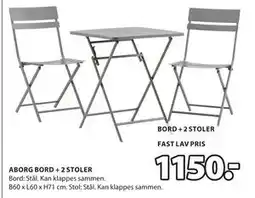 JYSK ABORG BORD + 2 STOLER tilbud