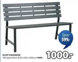 JYSK KLINT HAGEBENK tilbud