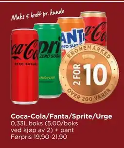 Meny Coca-Cola/Fanta/Sprite/Urge tilbud